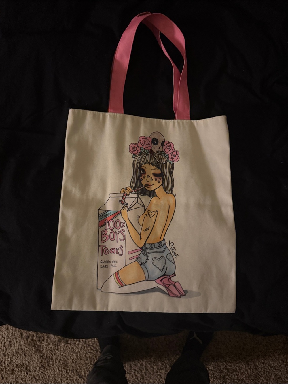 VHTF Valfre Boy Tears silk-lined tote in EUC!